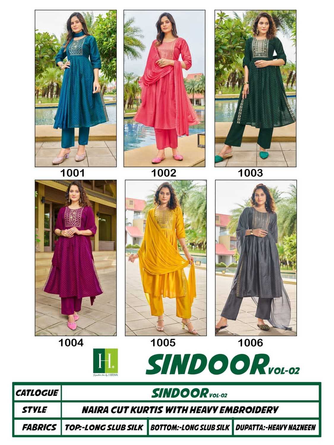 sindoor vol 2 by hirwa fancy readymade nayra cut 3pcs set catalog