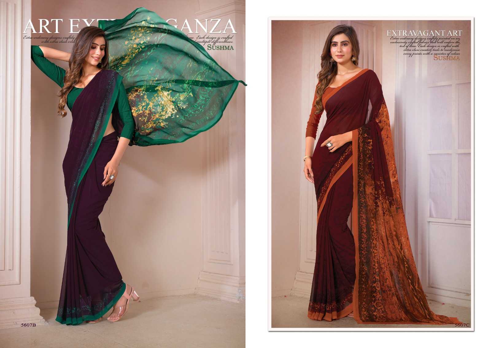 sushma craze 56 beautiful georgette sarees catalog