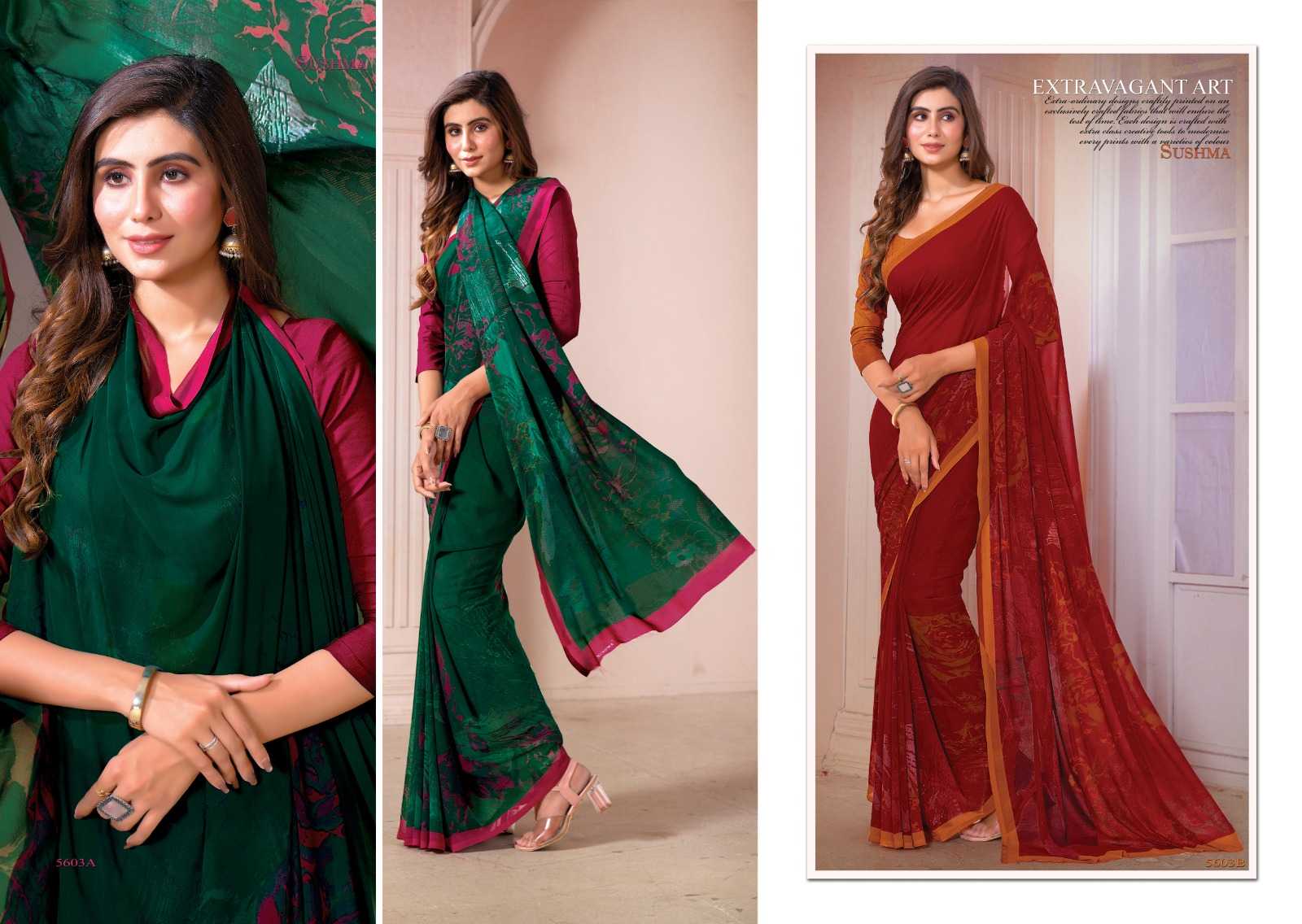 sushma craze 56 beautiful georgette sarees catalog