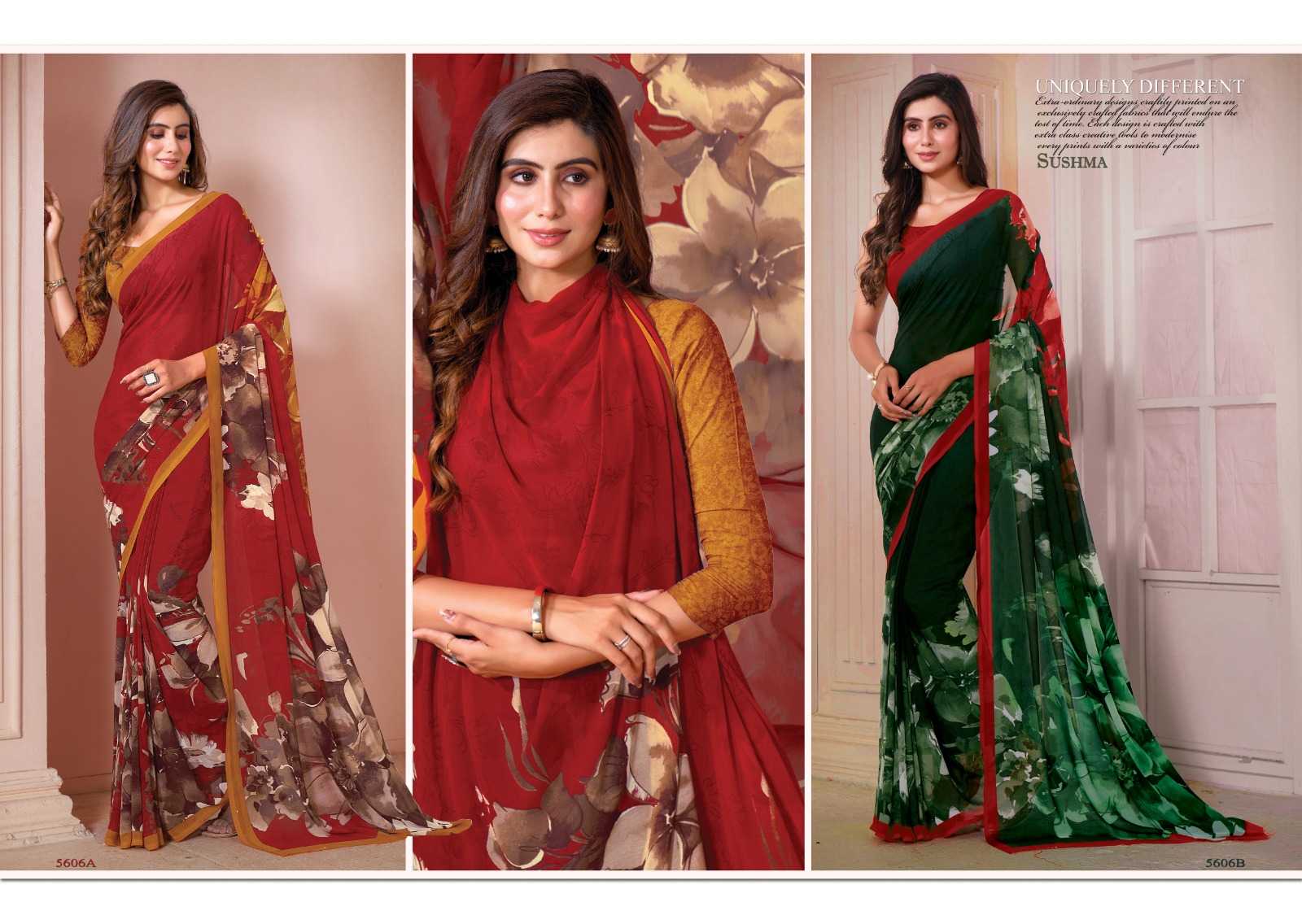 sushma craze 56 beautiful georgette sarees catalog