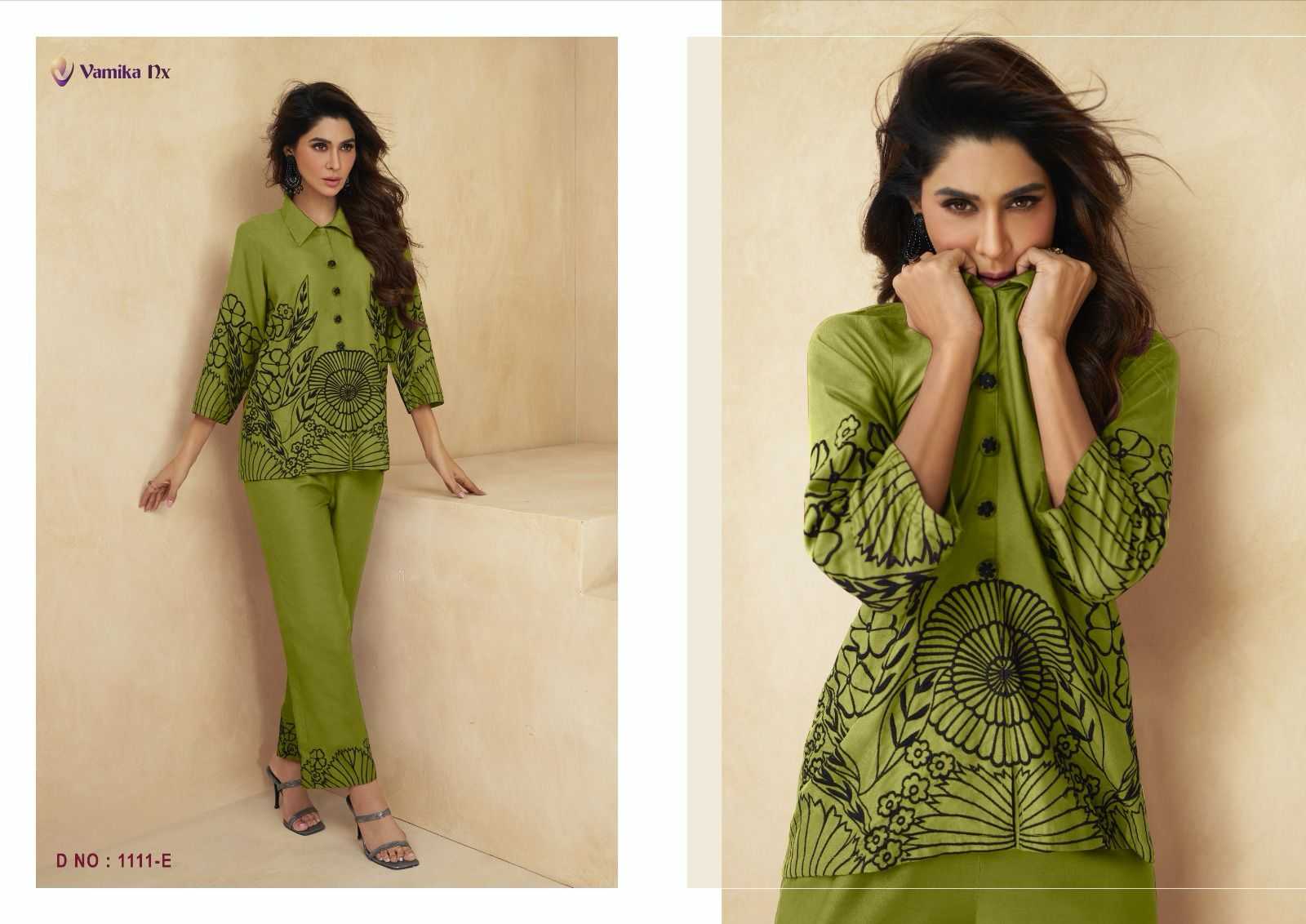 vamika nx saara gold fancy heavy rayon readymade western cord set
