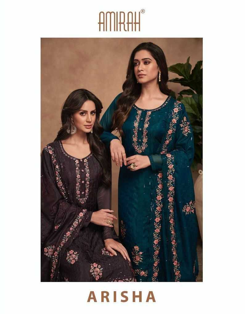 amirah arisha designer work unstitch salwar suits catalog