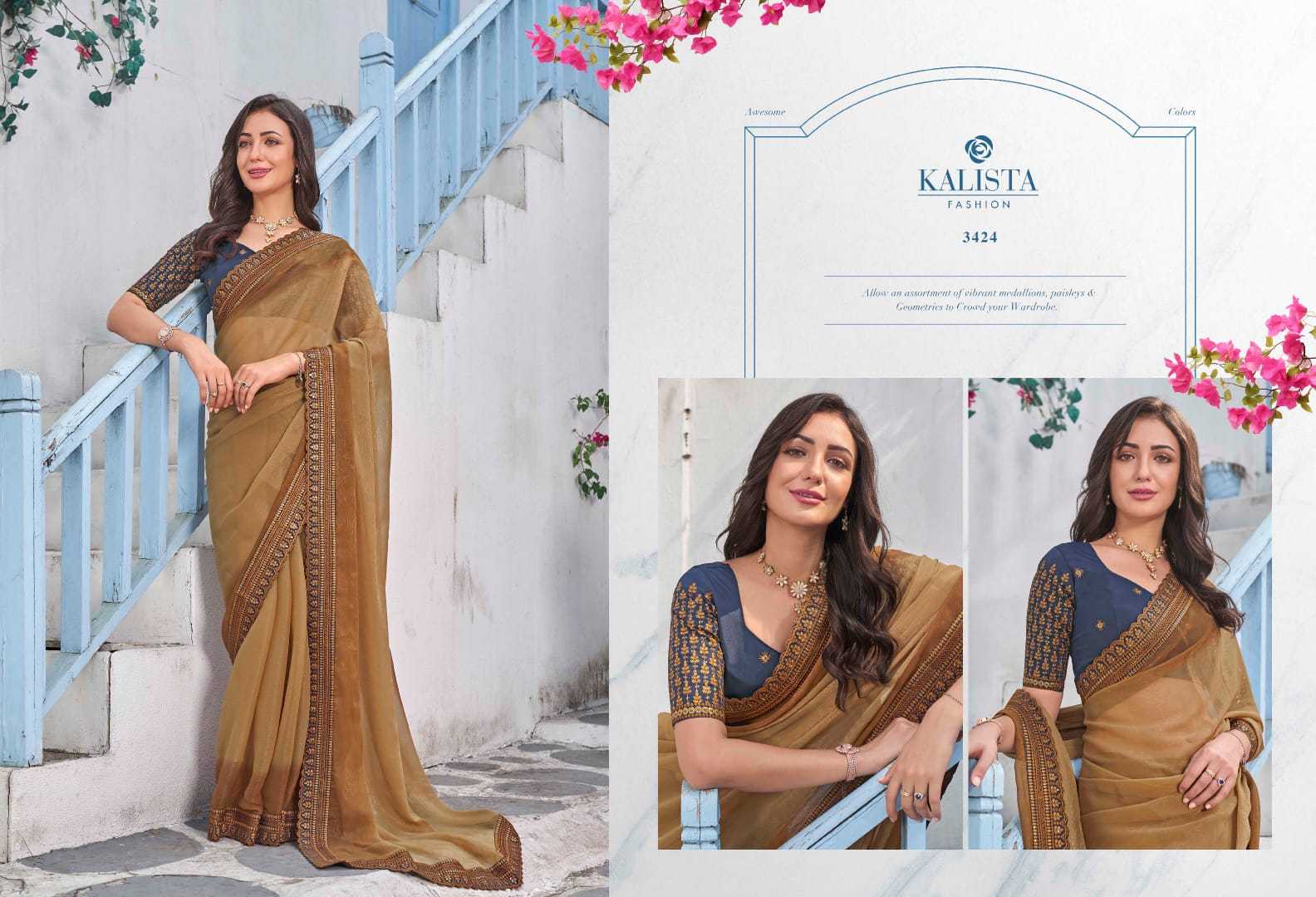 kalista fashions resham wedding wear elegant sarees with heavy blouse