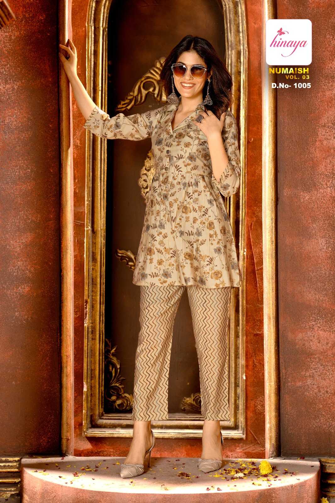 hinaya numaish vol 3 readymade digital print fancy cord set