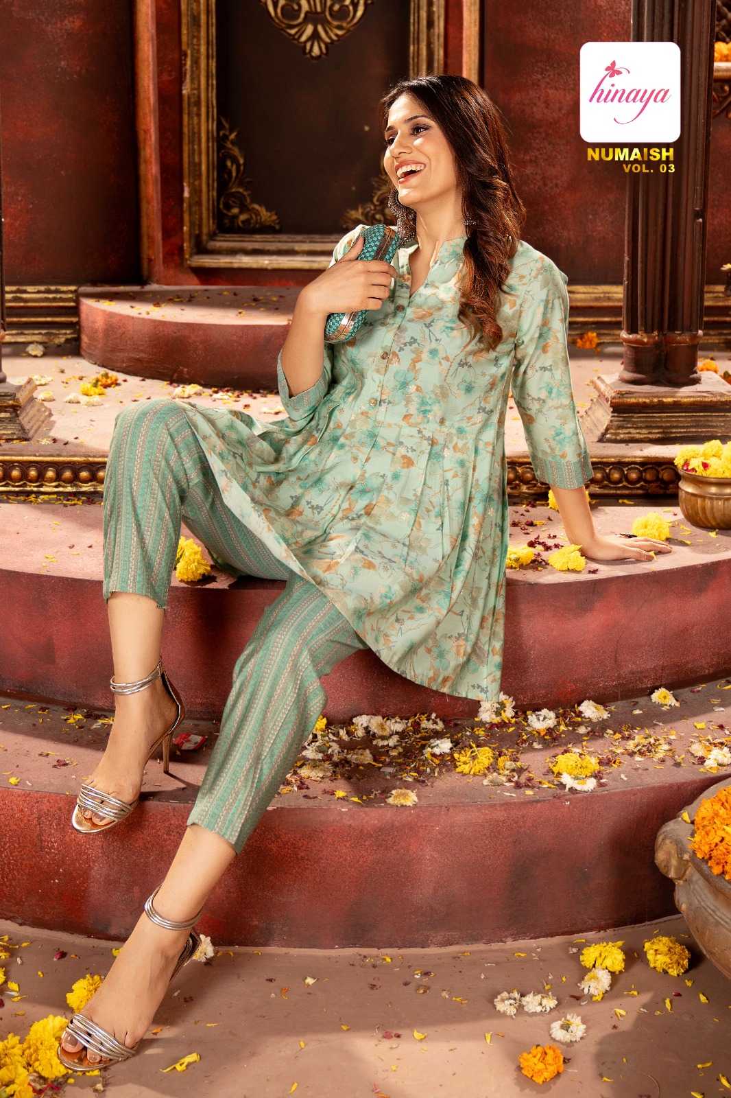 hinaya numaish vol 3 readymade digital print fancy cord set