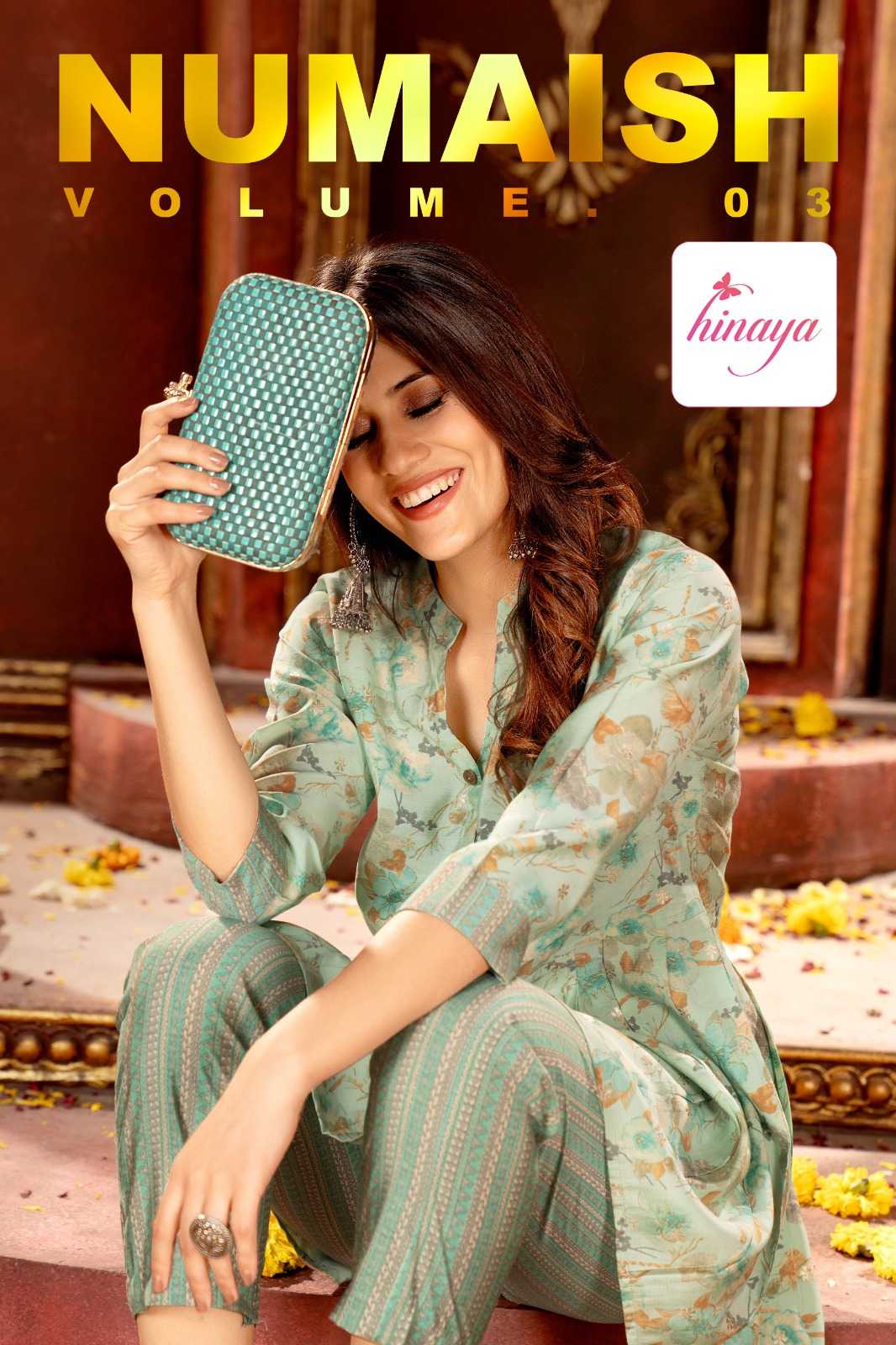 hinaya numaish vol 3 readymade digital print fancy cord set
