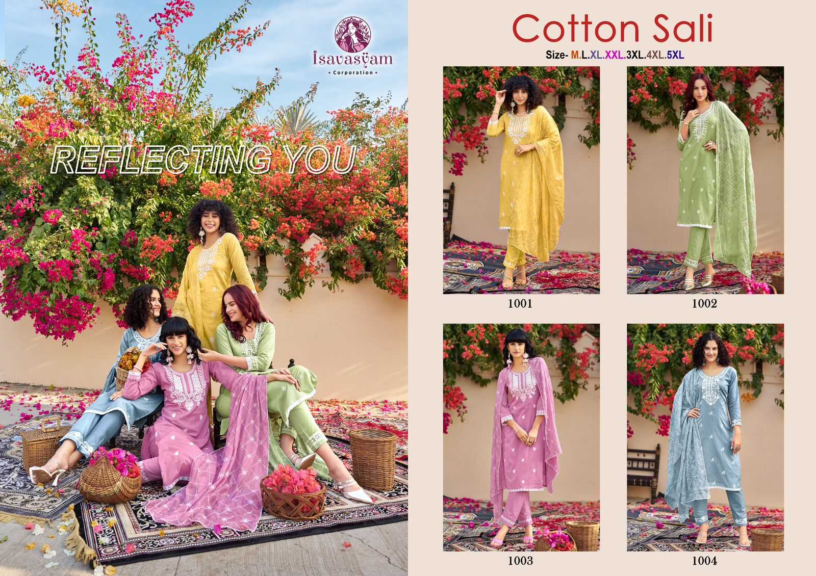 isavasyam cotton sali readymade lucknowi work elegant salwar kameez in plus size