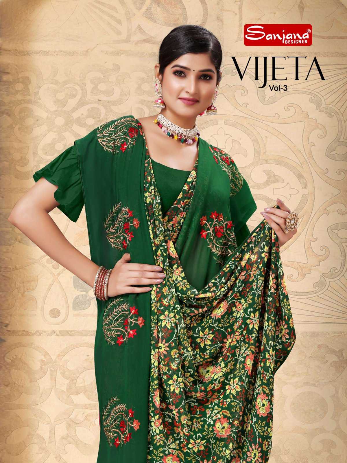 vijeta vol 3 by sanjana designer fancy adorable weightless sarees catalog