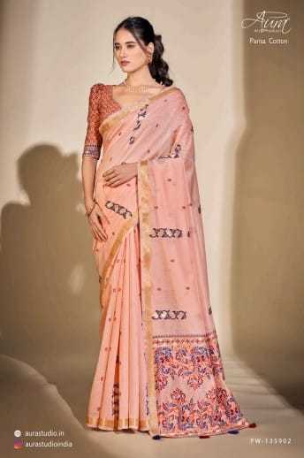 aura parisa cotton style with comfortable sarees catalog 