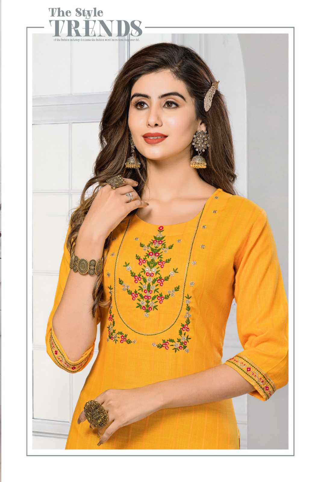 hirwa kajal vol 2 fancy embroidery work readymade straight kurti in plus size