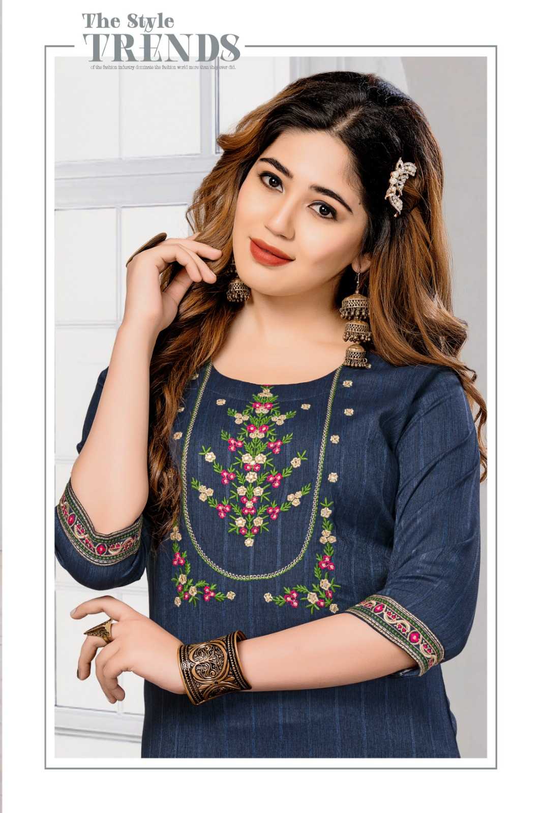 hirwa kajal vol 2 fancy embroidery work readymade straight kurti in plus size