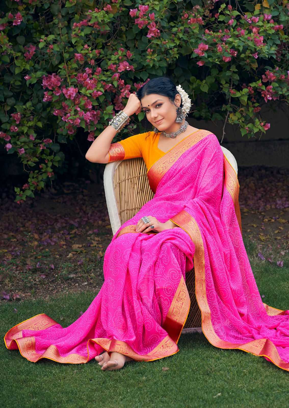 kashvi creation garima new catalog georgette bandhej print sarees 