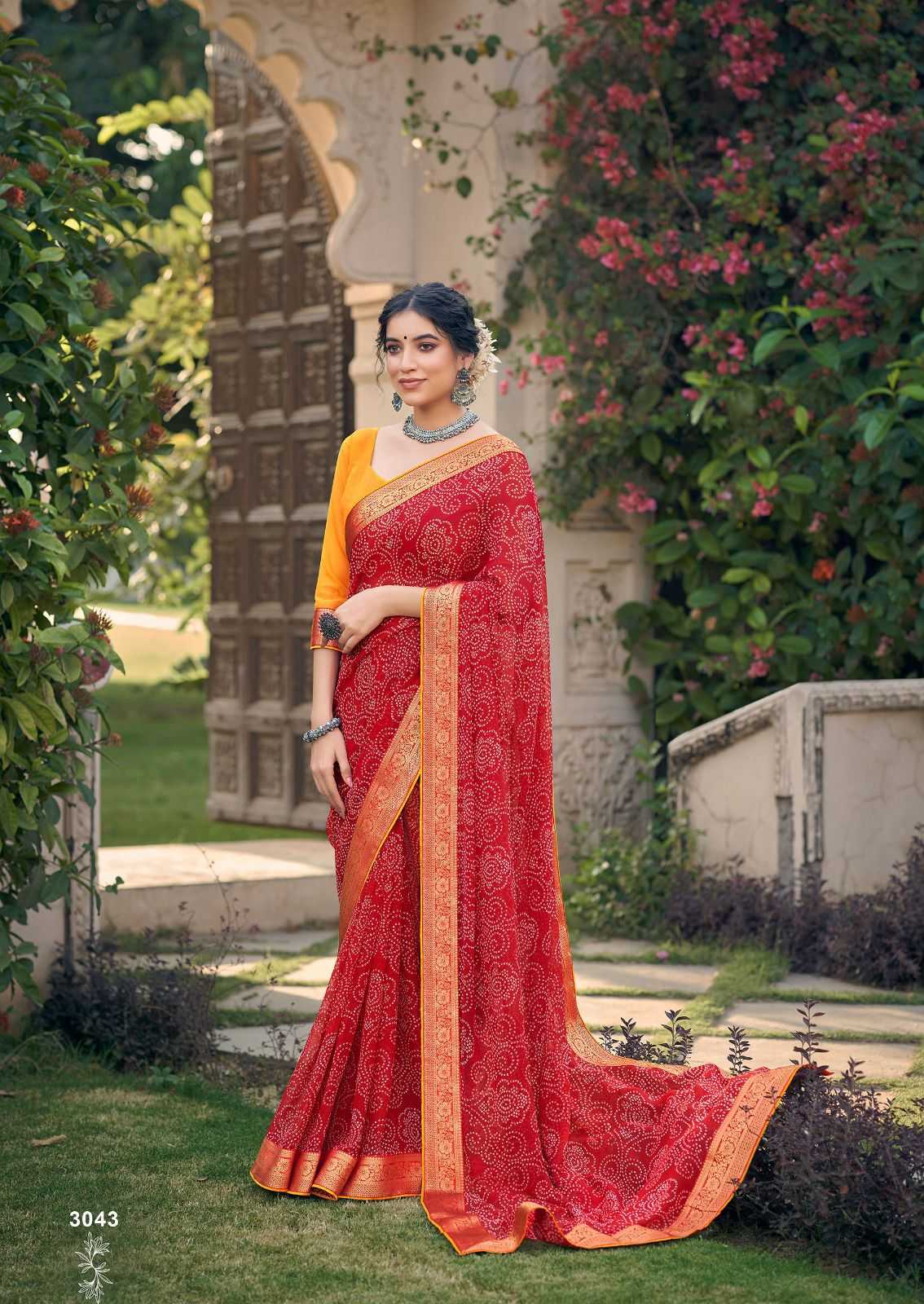 kashvi creation garima new catalog georgette bandhej print sarees 