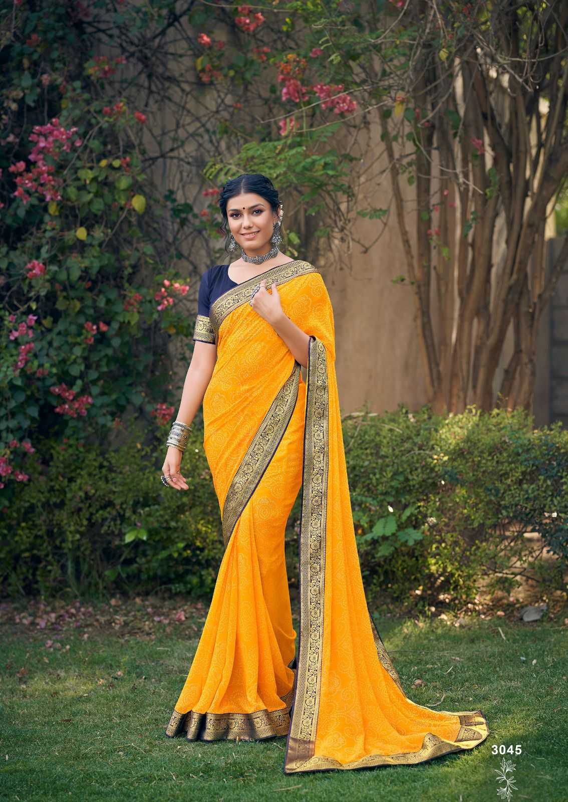 kashvi creation garima new catalog georgette bandhej print sarees 