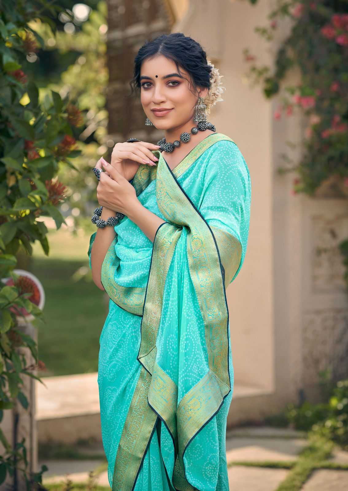 kashvi creation garima new catalog georgette bandhej print sarees 