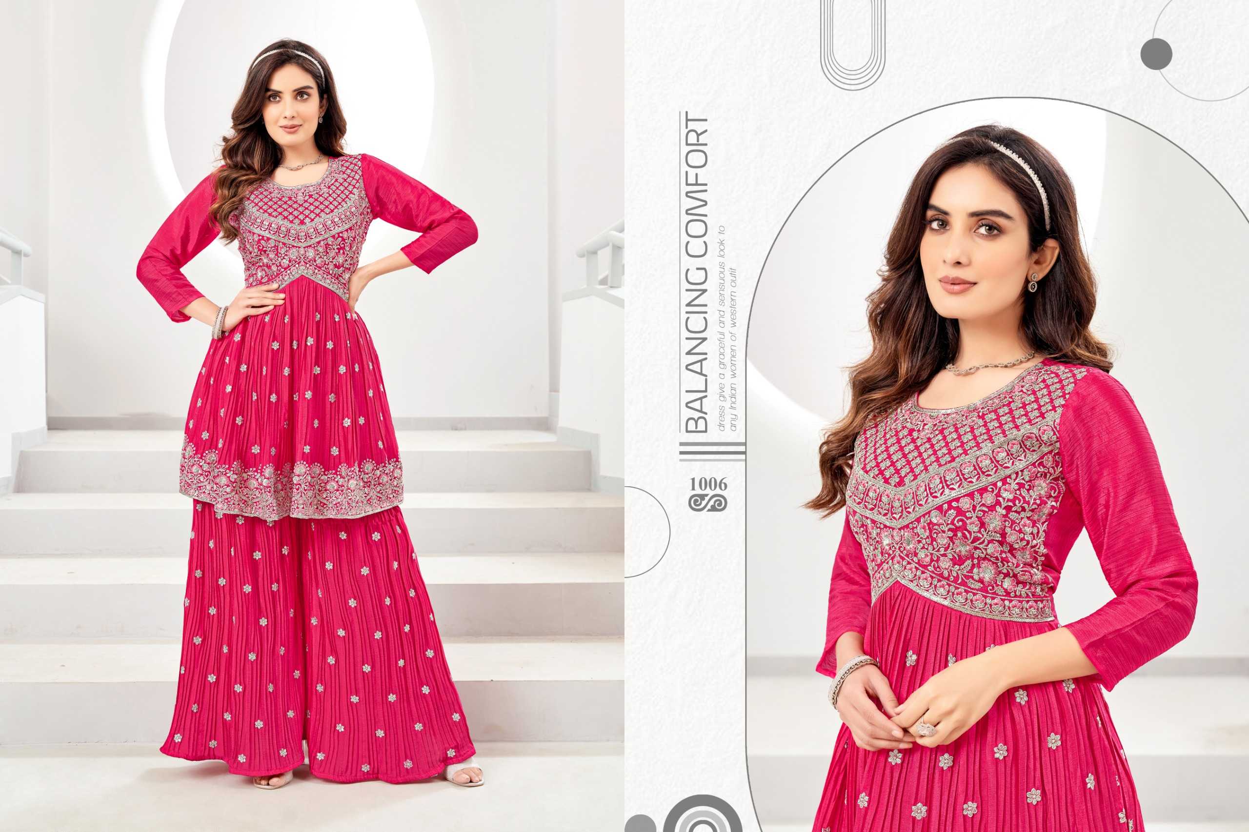khushi fashion flora festive wear stitched designer kurti with sharara set catalog