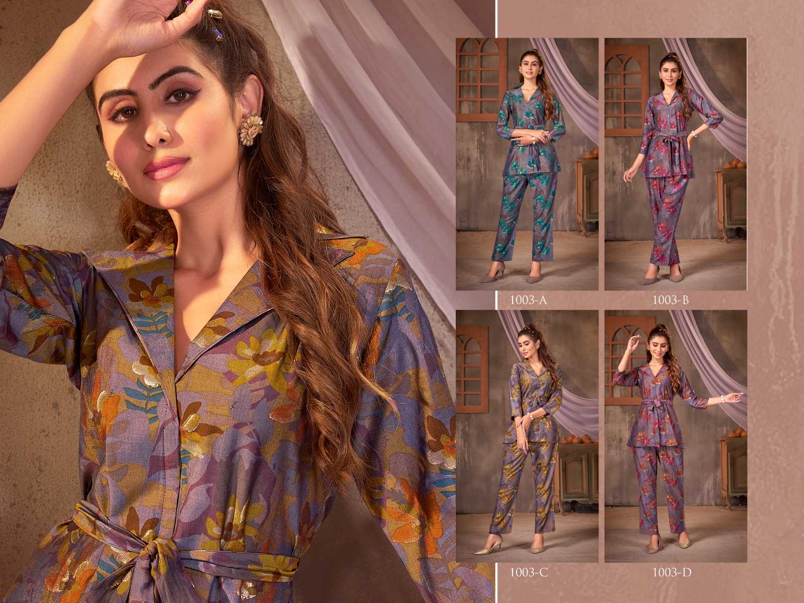 bipson kalarang 1003 foil print stylish wear readymade cordset collection