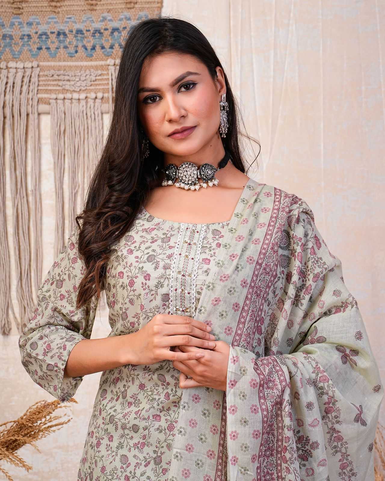 heritage cotton latest fancy handwork readymade salwar kameez collection