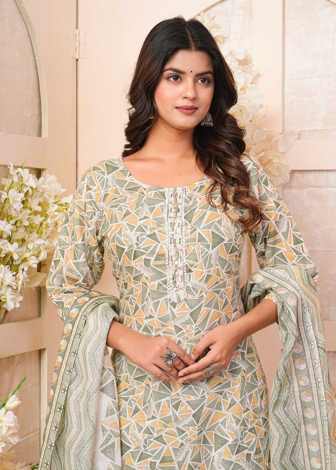 heritage cotton latest fancy handwork readymade salwar kameez collection