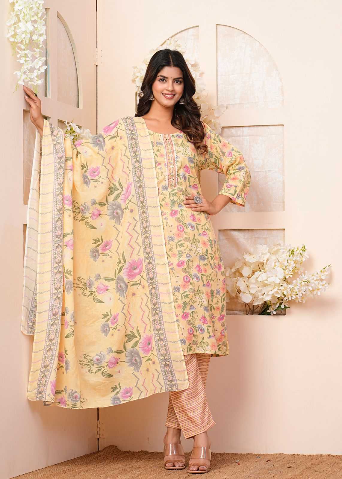 heritage cotton latest fancy handwork readymade salwar kameez collection