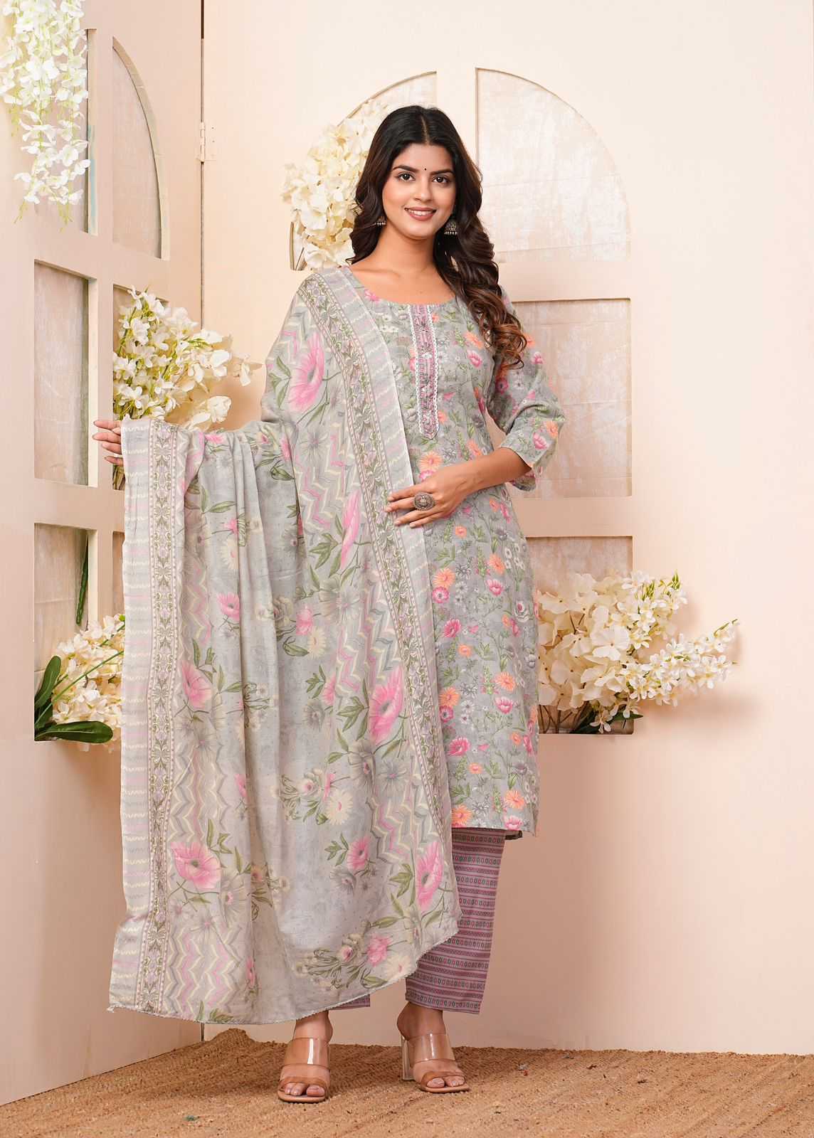 heritage cotton latest fancy handwork readymade salwar kameez collection