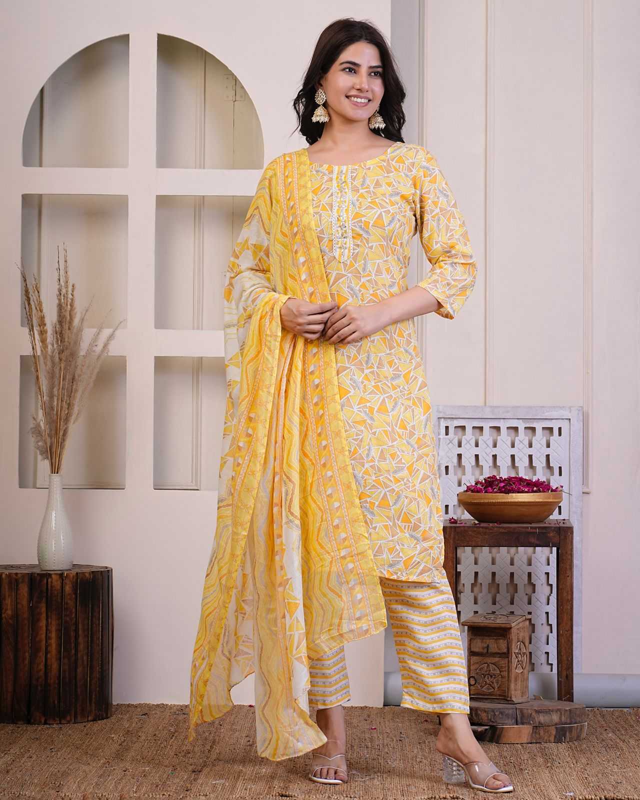 heritage cotton latest fancy handwork readymade salwar kameez collection