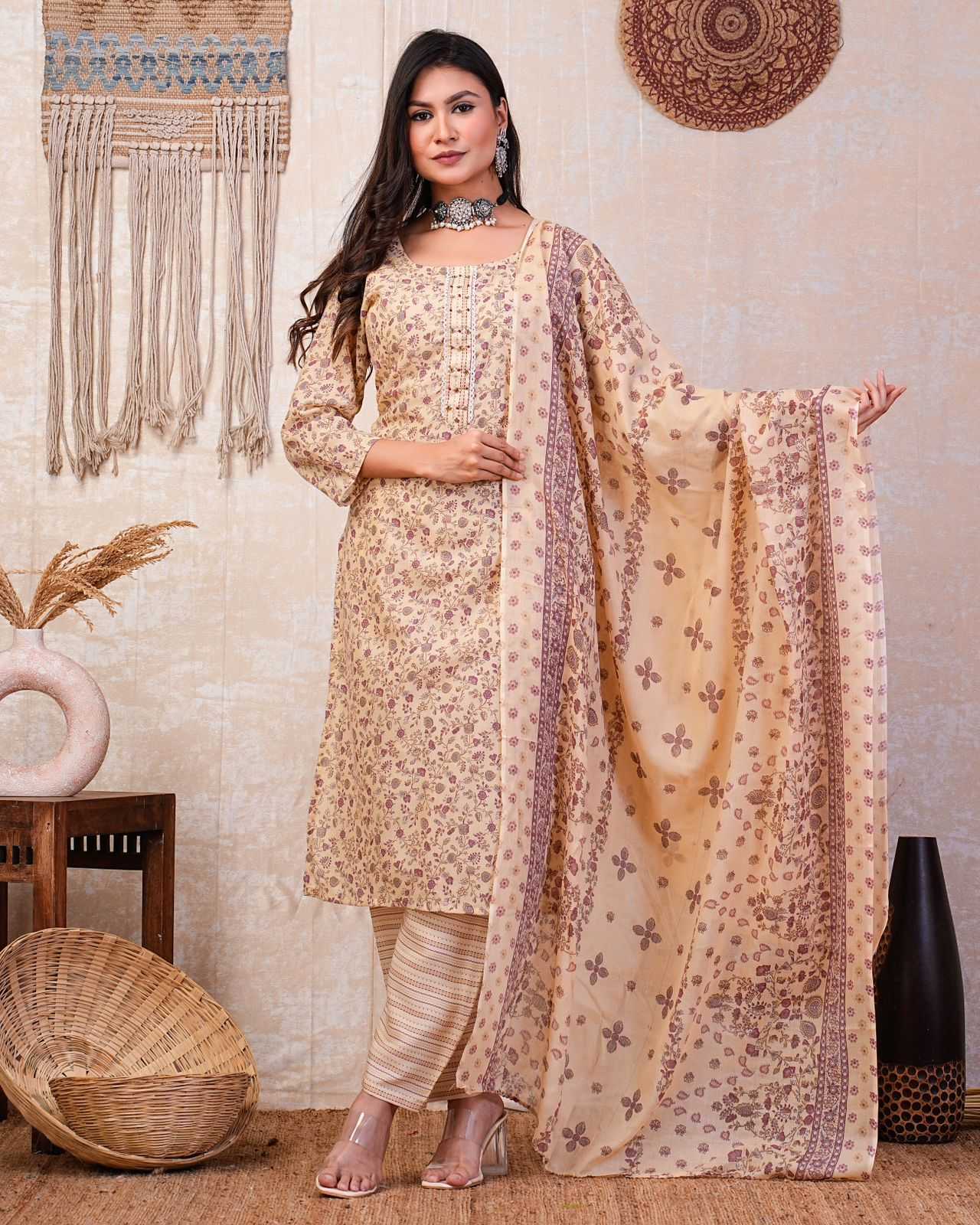 heritage cotton latest fancy handwork readymade salwar kameez collection