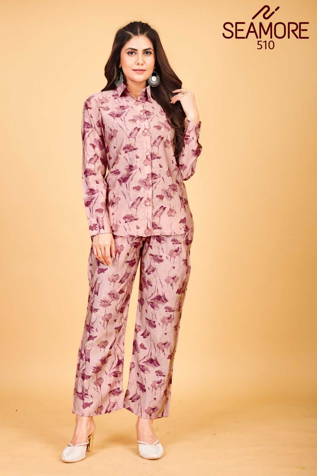seamore prisha vol 3 fancy printed cords set readymade top with bottom