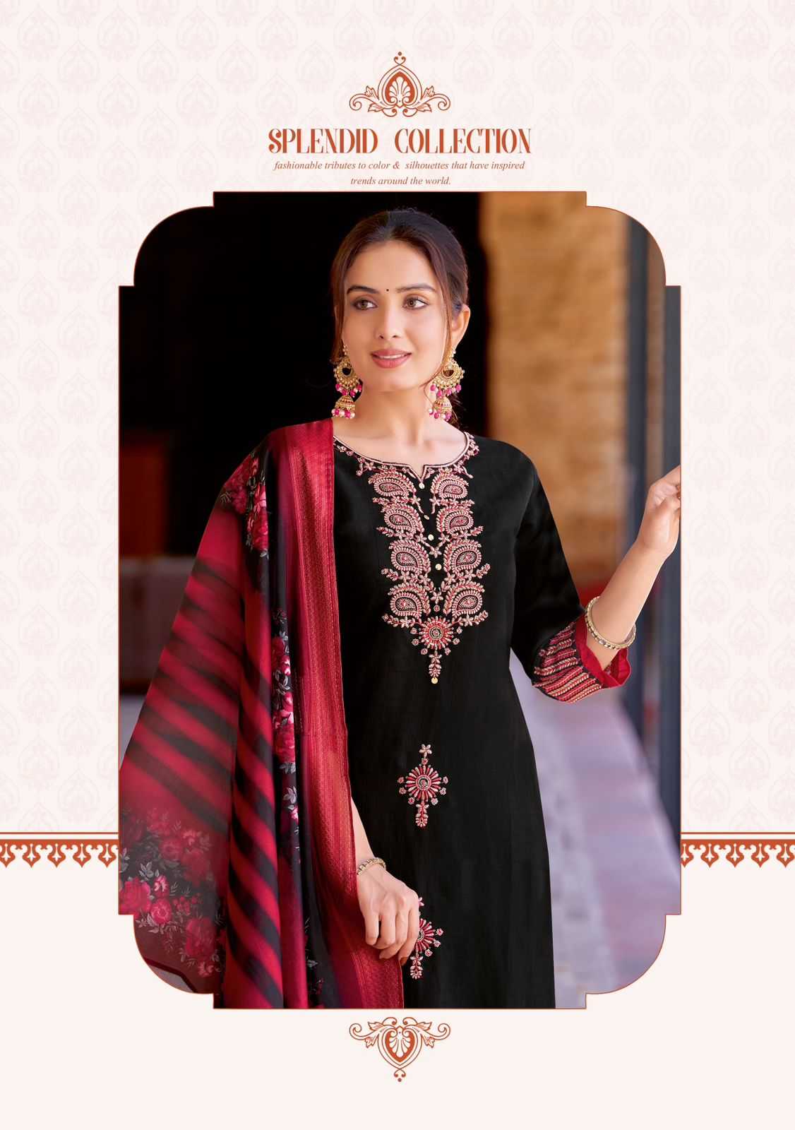 heritage by kadlee fashionable viscose weaving full stitch top bottom dupatta exports