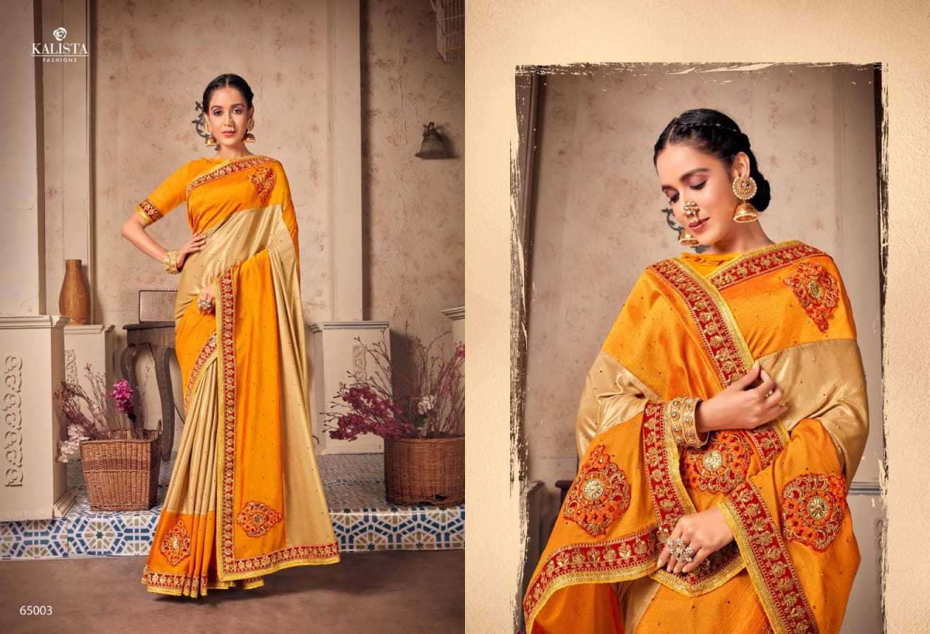 kalista big boss 65001-65006 fancy vichitra fashionable design saree exports