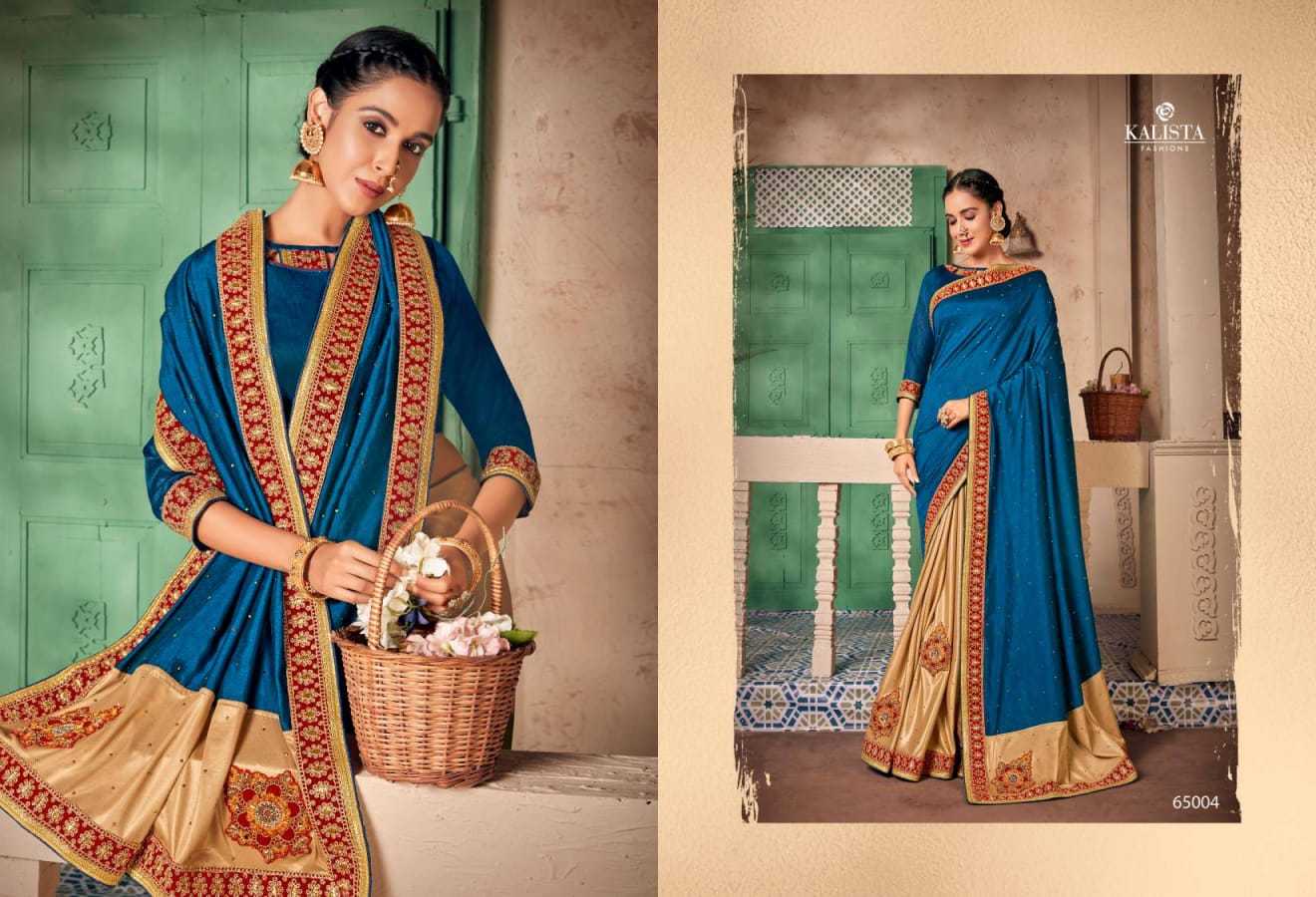 kalista big boss 65001-65006 fancy vichitra fashionable design saree exports