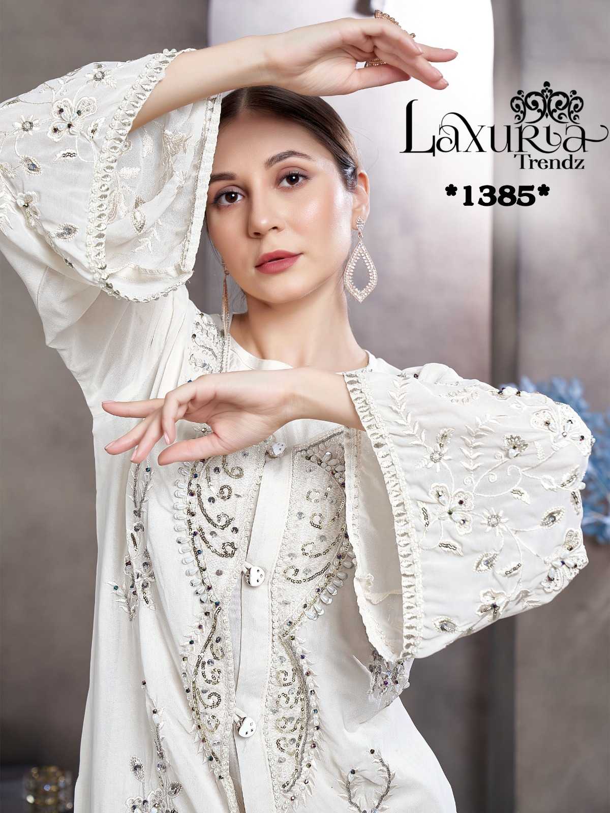  laxuria trendz presents1385 trendy classy outfits with handwork tunic stylist pant readymade collection 