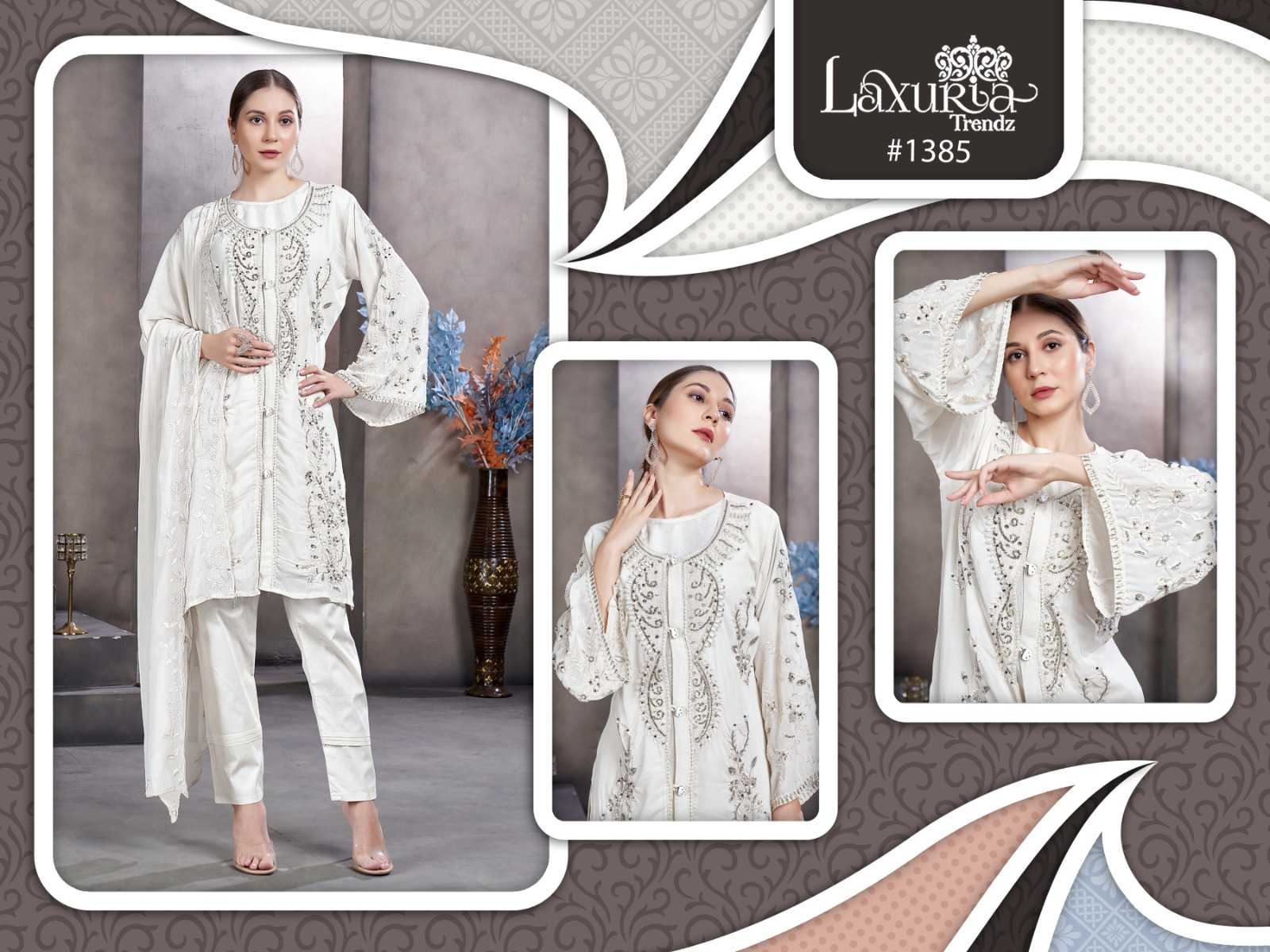   laxuria trendz presents1385 trendy classy outfits with handwork tunic stylist pant readymade collection 