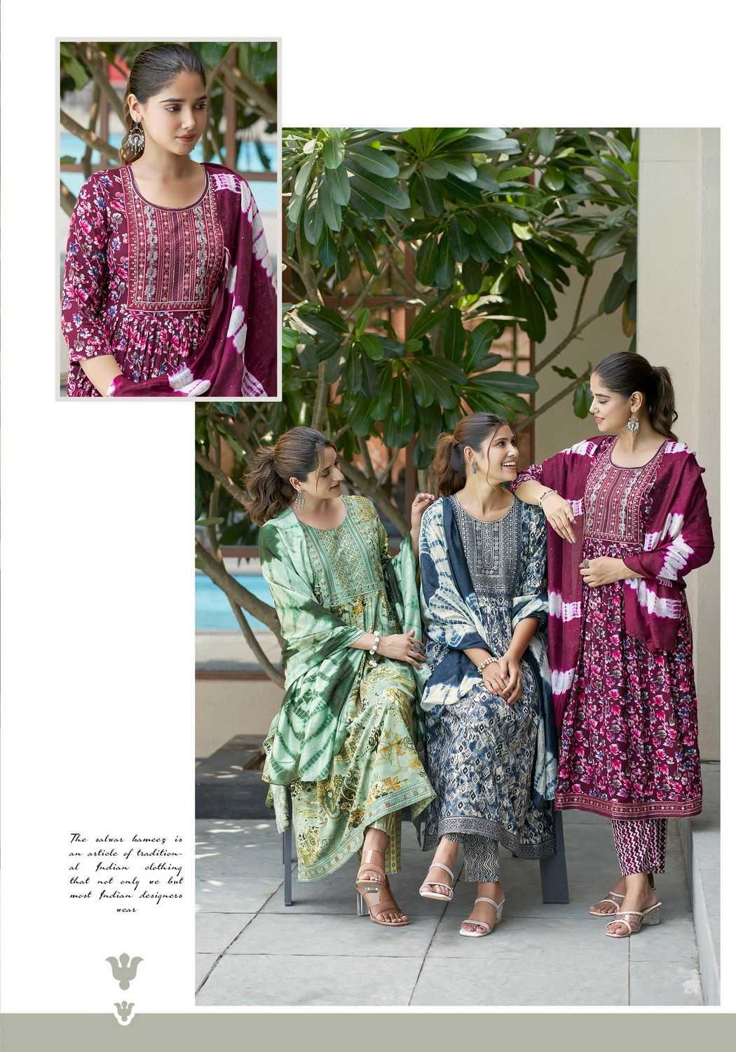 simran vol 3 by mystic9 readymade nyra cut style embroidery work big size top pant with dupatta 