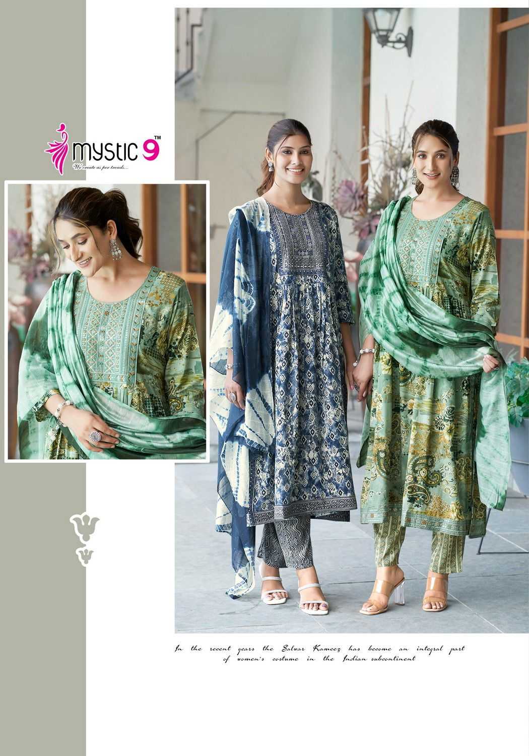 simran vol 3 by mystic9 readymade nyra cut style embroidery work big size top pant with dupatta 