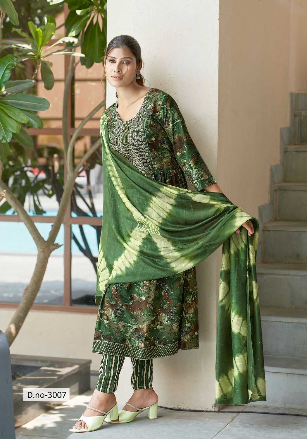 simran vol 3 by mystic9 readymade nyra cut style embroidery work big size top pant with dupatta 