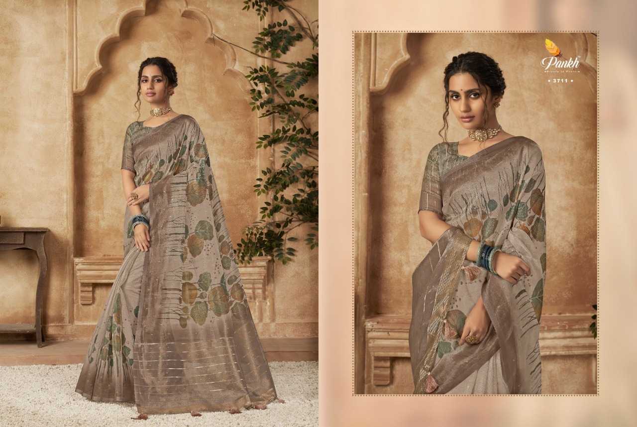 pankh chappa vol 3 classy look organza silk floral digital print weaving border saree supplier