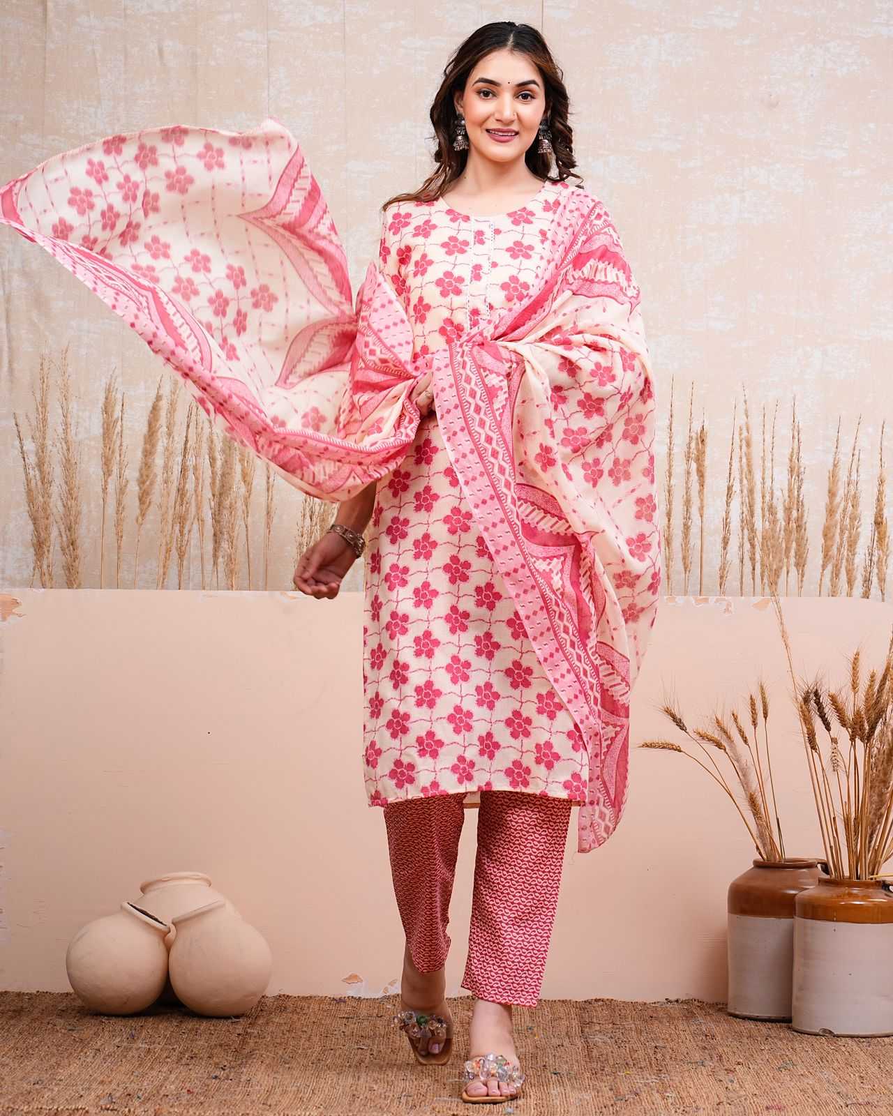 pr heritage cotton 3pc full stitch launch daily wear salwar kameez combo set         