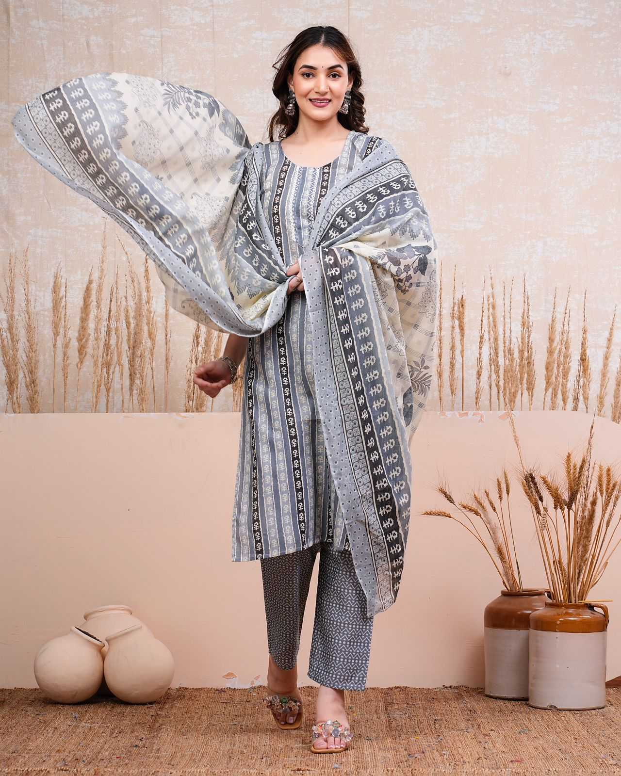 pr heritage cotton 3pc full stitch launch daily wear salwar kameez combo set         