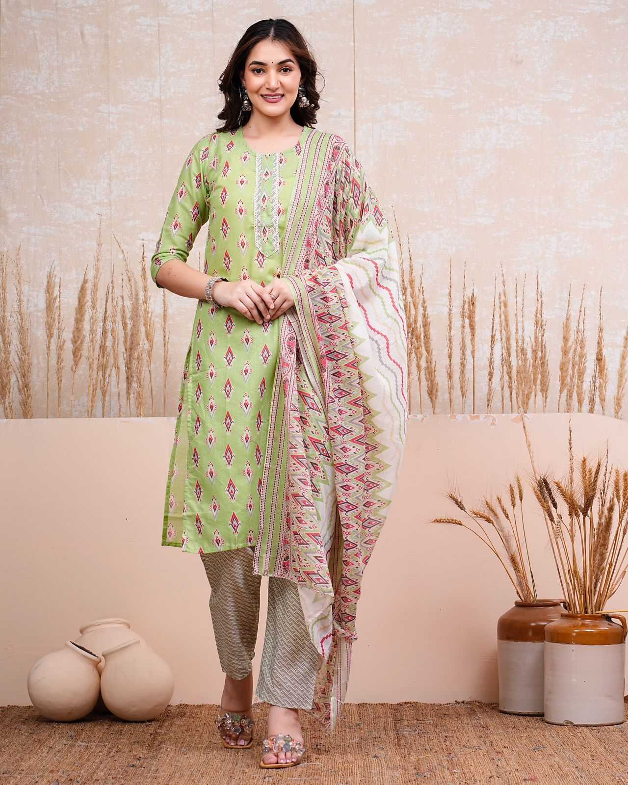 pr heritage cotton 3pc full stitch launch daily wear salwar kameez combo set         