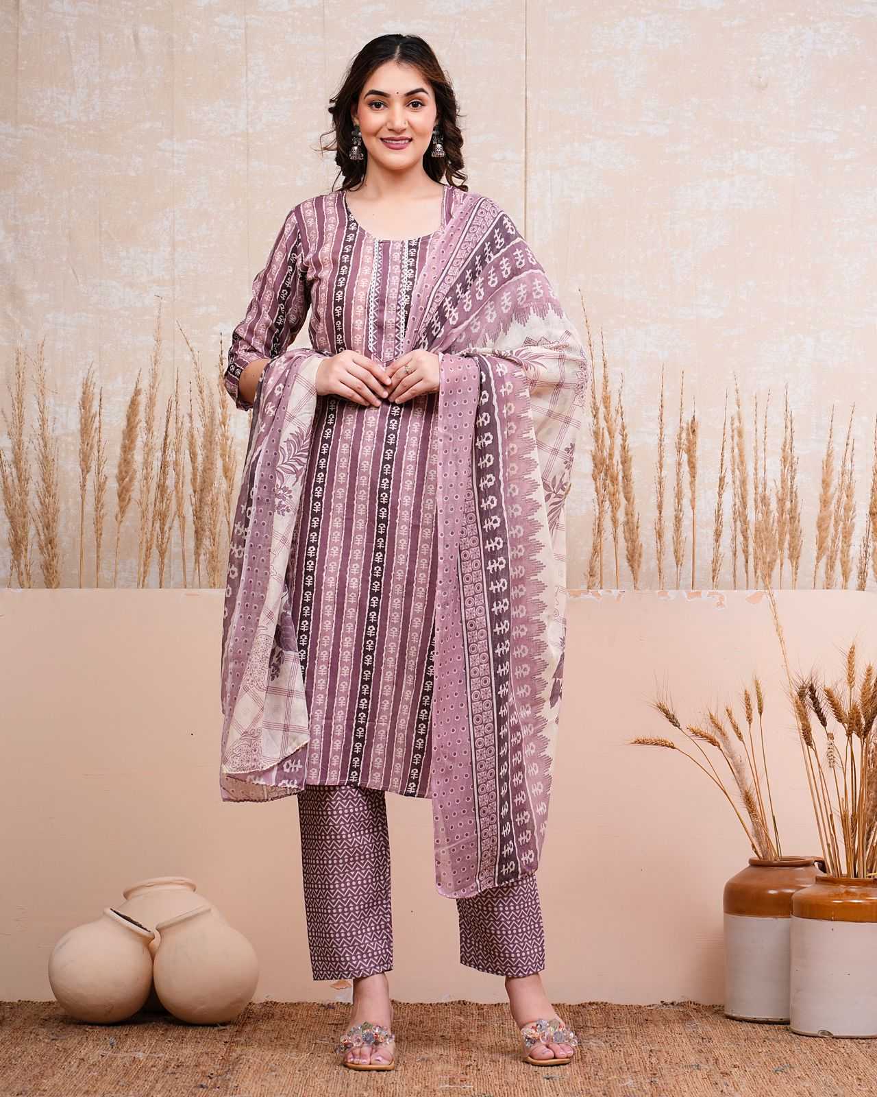 pr heritage cotton 3pc full stitch launch daily wear salwar kameez combo set         
