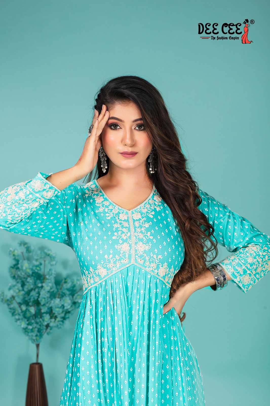 seamore by deecee rayon plain hit design alia style full stitch big size long kurti