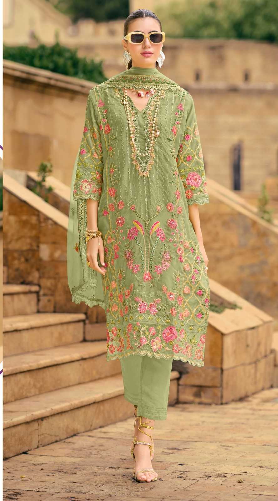 ramsha 1146 stylish outfit organza embroidery work function wear pakistani 3pcs dress