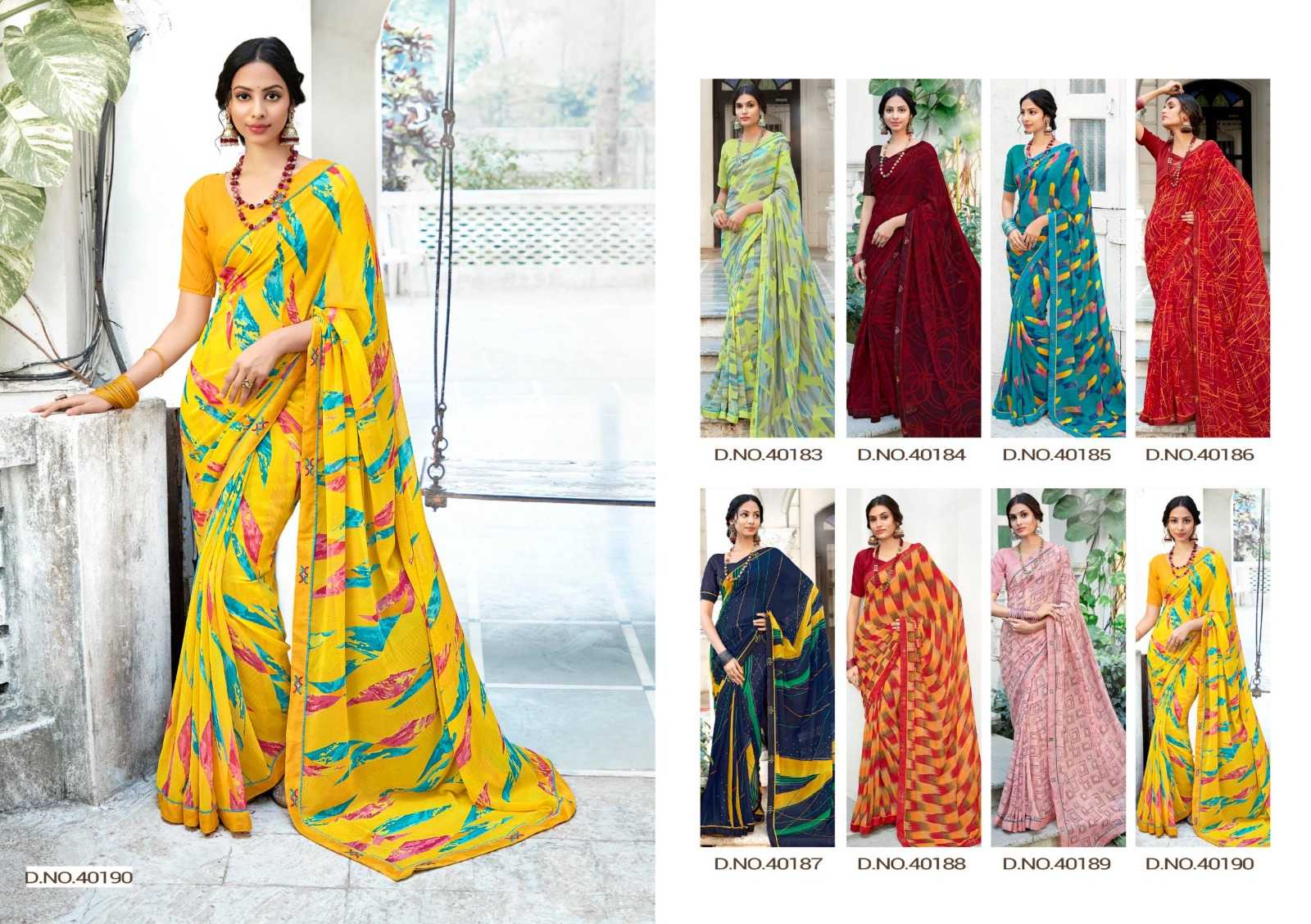 muniya by 5d designer fancy georgette embroidery work new trendy saree with blouse