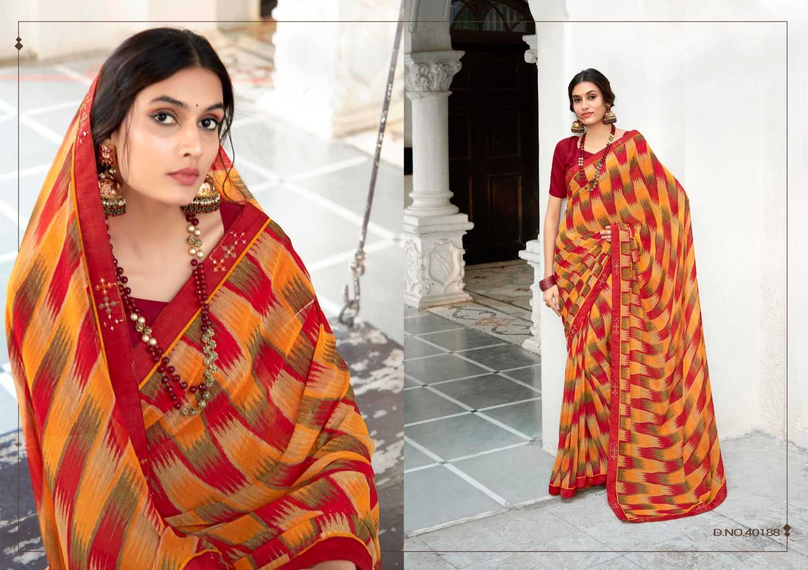 muniya by 5d designer fancy georgette embroidery work new trendy saree with blouse