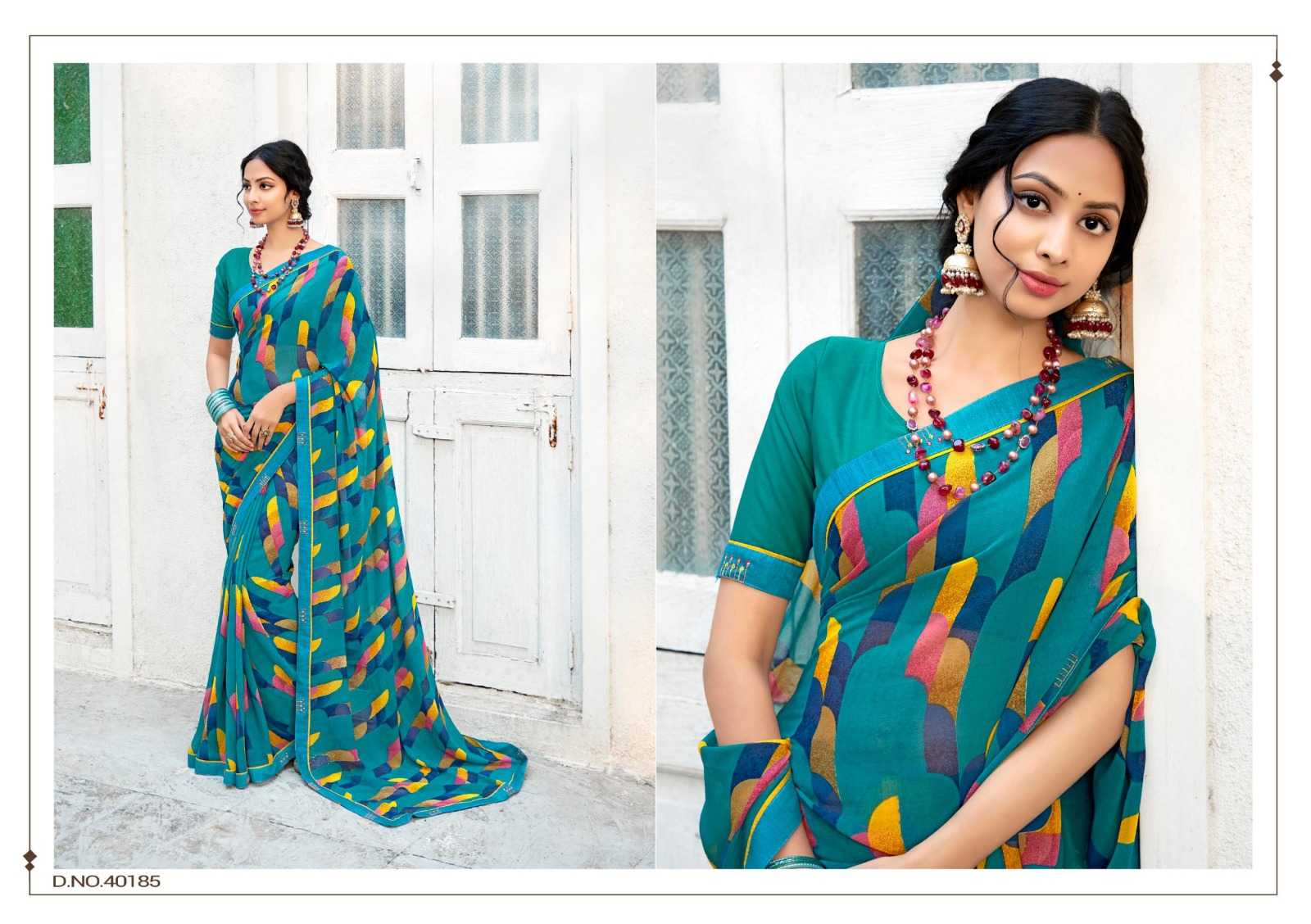 muniya by 5d designer fancy georgette embroidery work new trendy saree with blouse