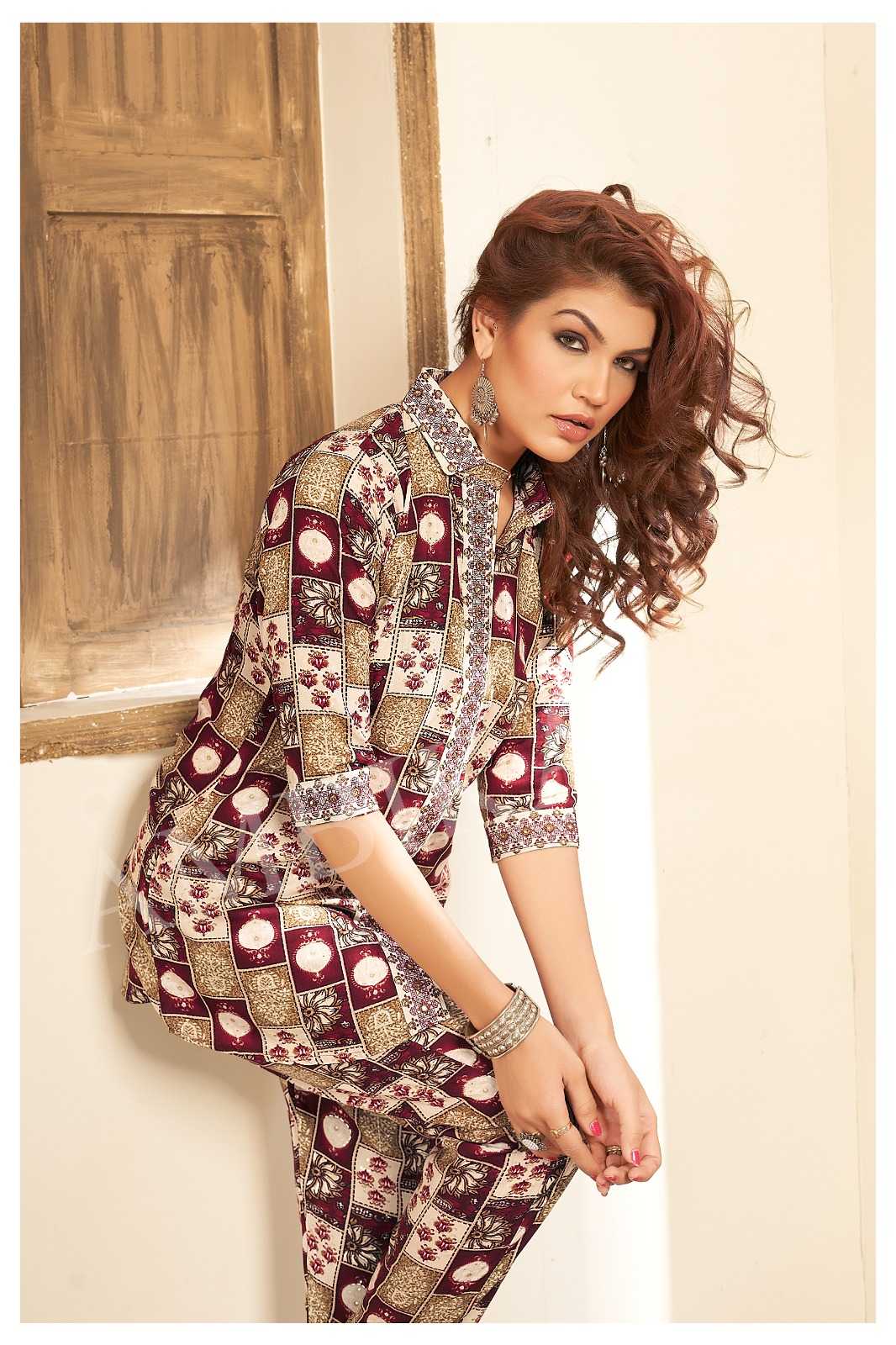 ambika ranisa rayon print stylish designer full stitch cord set exports