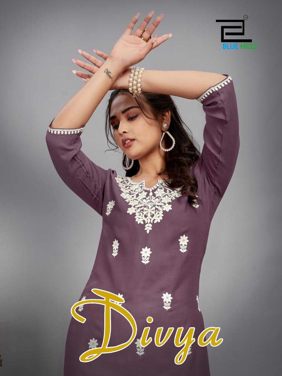 blue hills divya full stitch rayon lucknavi work big size side cut kurti daily wear fancy collection