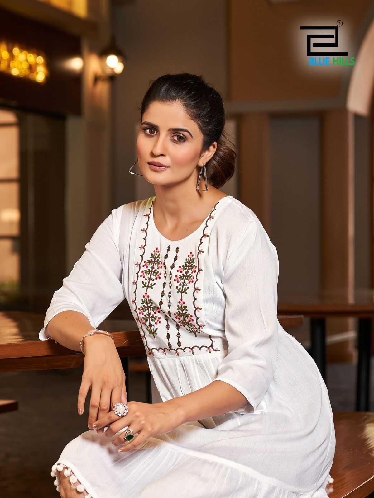 blue hills ellie 1001-1001 full stitch trendy outfit fancy embroidery work big size midi dress 