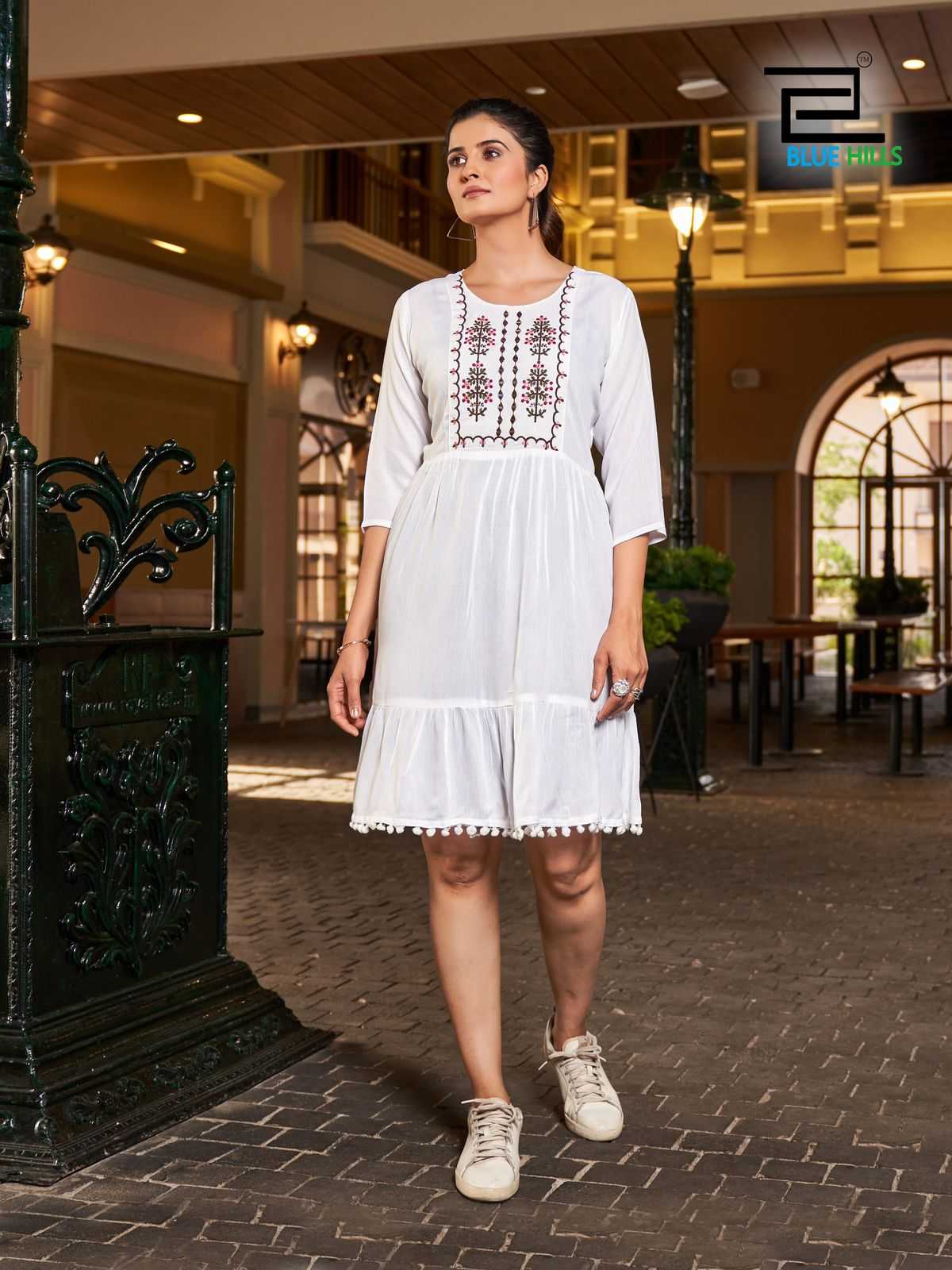 blue hills ellie 1001-1001 full stitch trendy outfit fancy embroidery work big size midi dress 